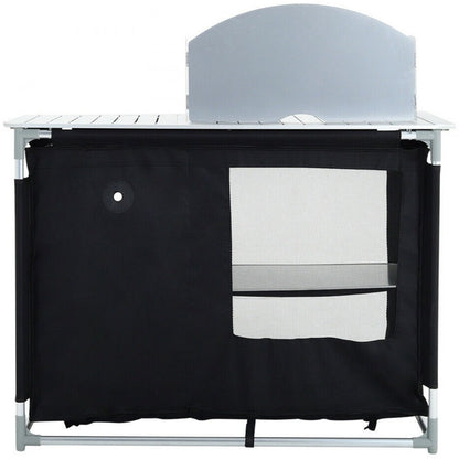 VV-HWTDCF48INB - Lightweight Aluminum Camping Kitchen Table with Windscreen