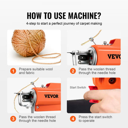 GR-3 - VEVOR 2-in-1 Electric Carpet Tufting Machine for DIY Rugs