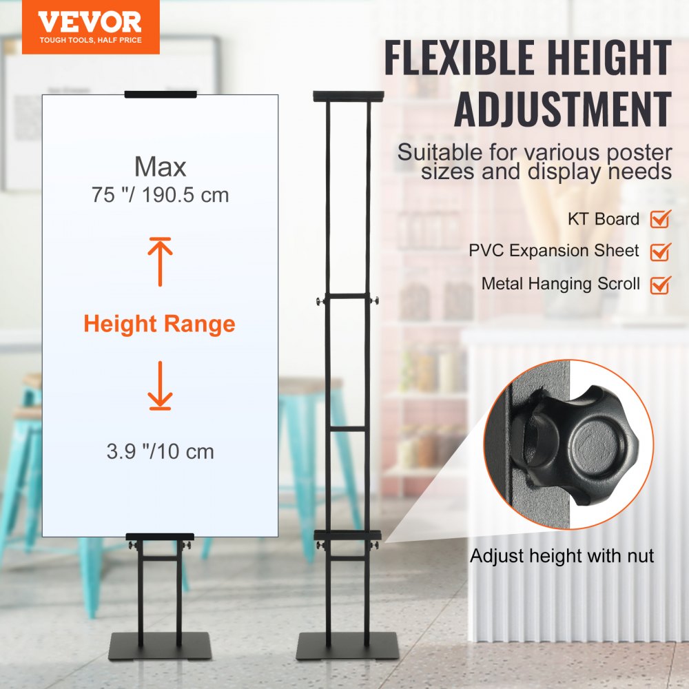 SW-03 - VEVOR Adjustable Poster Stand, 3.9" to 75" Height Range