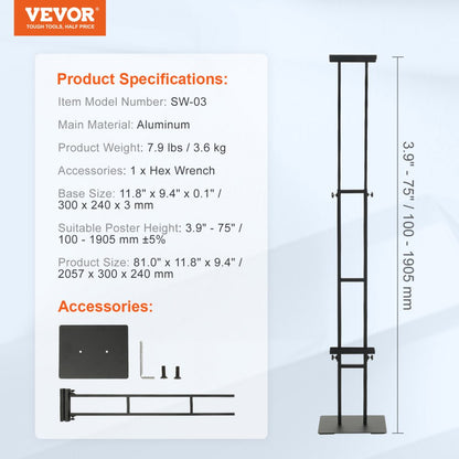 SW-03 - VEVOR Adjustable Poster Stand, 3.9" to 75" Height Range