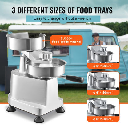 JKH100130150 - Efficient Stainless Steel Burger Patty Maker, 100+ Patties/Hour