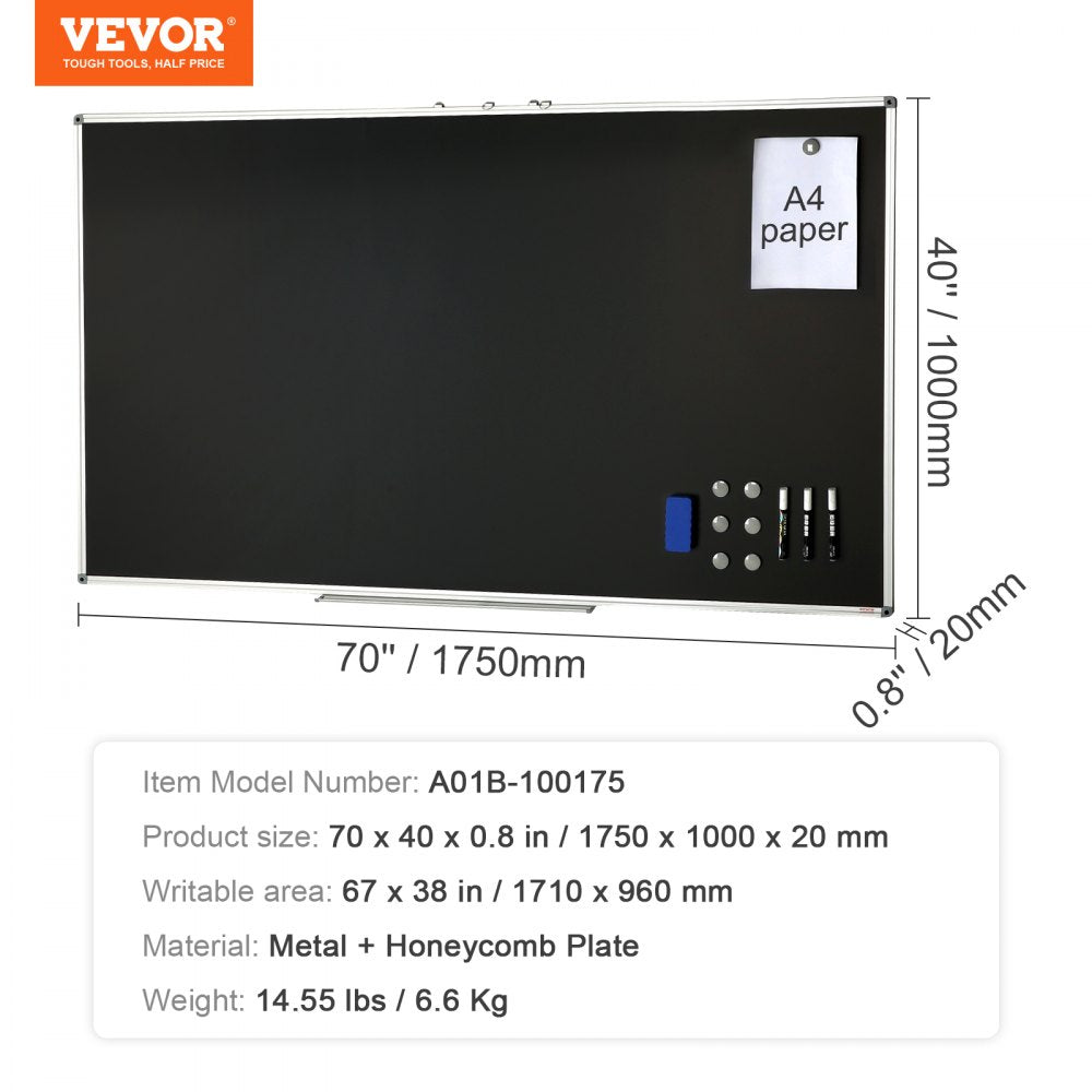 A01B-100175 - 70 x 40 Inch VEVOR Blackboard for Classrooms & Offices