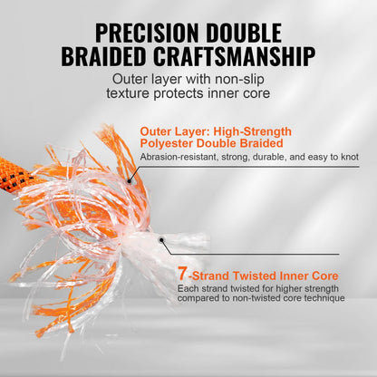 JLDL-12-36 - 1/2" x 120' Double Braided Polyester Rope, 8000 lbs Strength