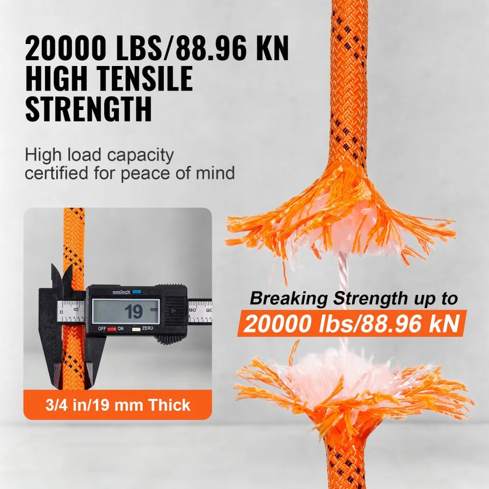 JLDL19-64 - 3/4" x 220ft Double Braided Polyester Rope, 20K LBS Strength