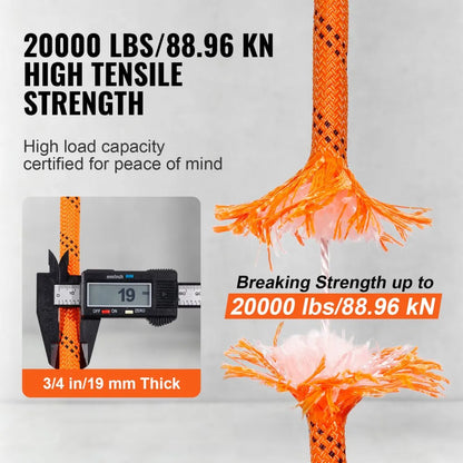 JLDL19-64 - 3/4" x 220ft Double Braided Polyester Rope, 20K LBS Strength