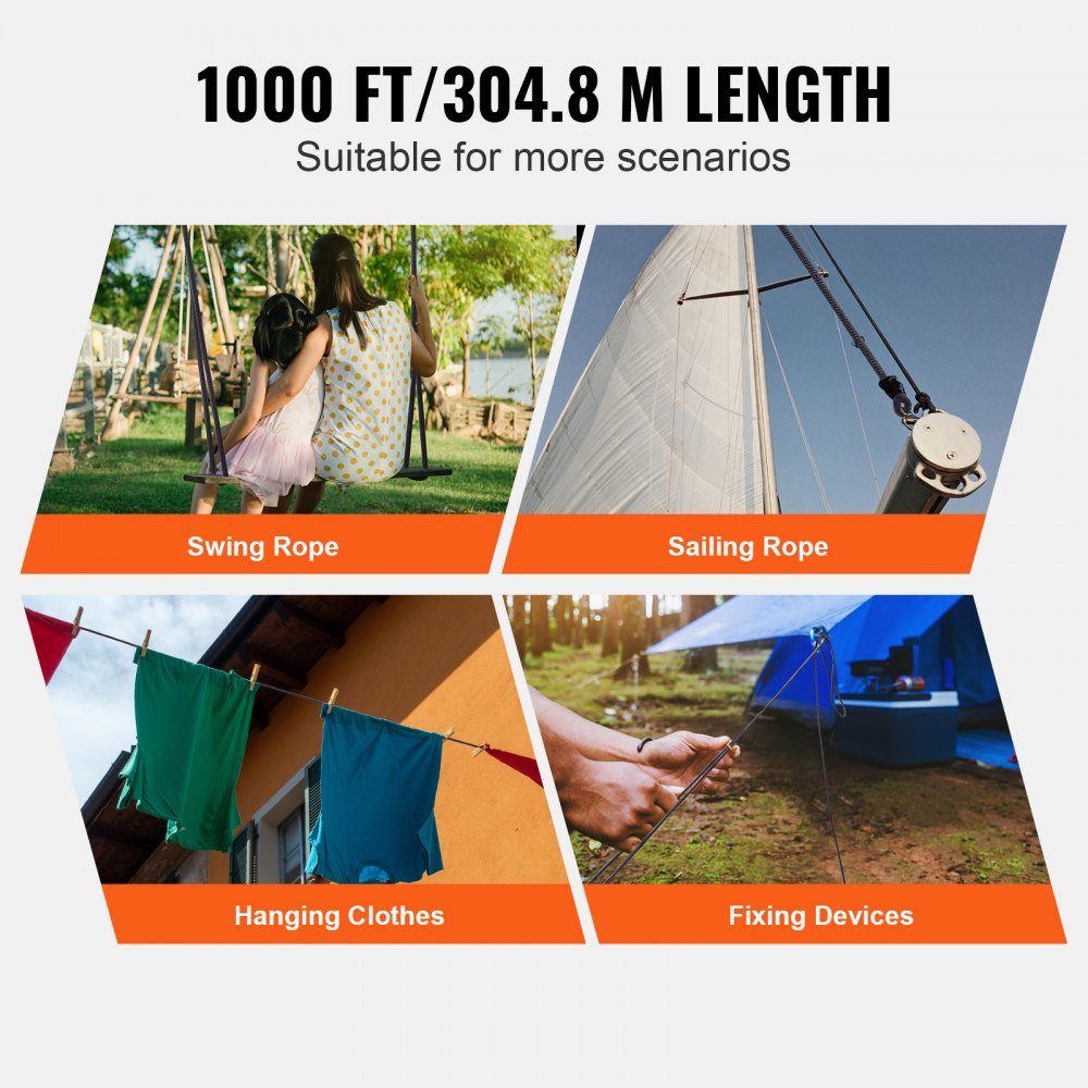 JLDL5-305 - 3/16" Braided Nylon Rope, 1000ft, 720lbs Strength