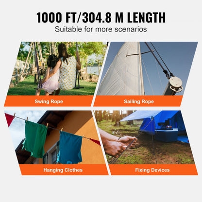 JLDL5-305 - 3/16" Braided Nylon Rope, 1000ft, 720lbs Strength