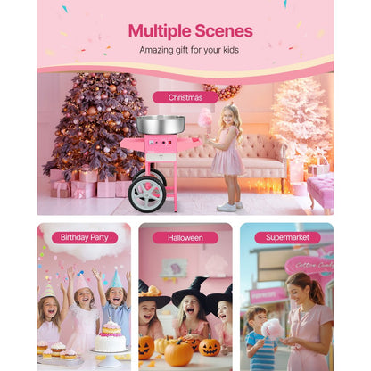 MHTJJPHCO1-S - 1000W Cotton Candy Machine with Cart and Candy Box