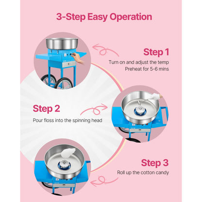 MHTJJPHCO1-S - 1000W Cotton Candy Maker with Large Bowl for Parties