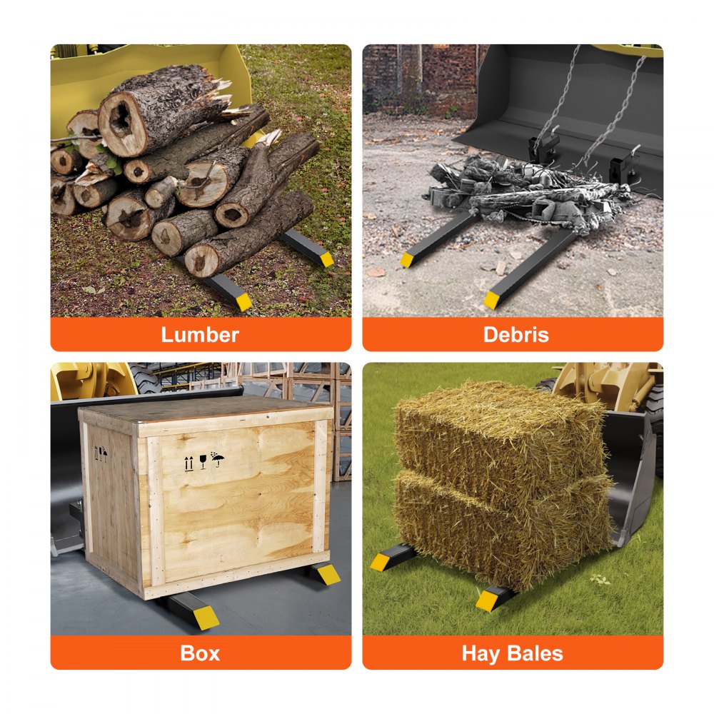 HC60-4000 - Heavy-Duty 4000 lbs Clamp-On Pallet Forks for Tractors