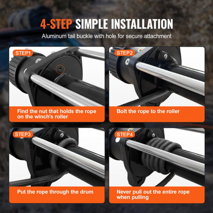 JLWR12-28 - Durable 1/2 Inch x 92 Feet Synthetic Winch Rope for Off-Road Use