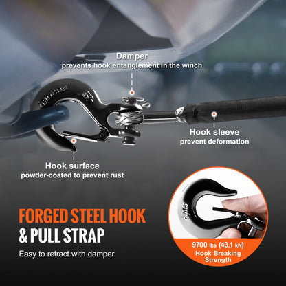 JLWR5-15 - Durable 12-Strand Synthetic Winch Rope, 8,350 lbs Capacity