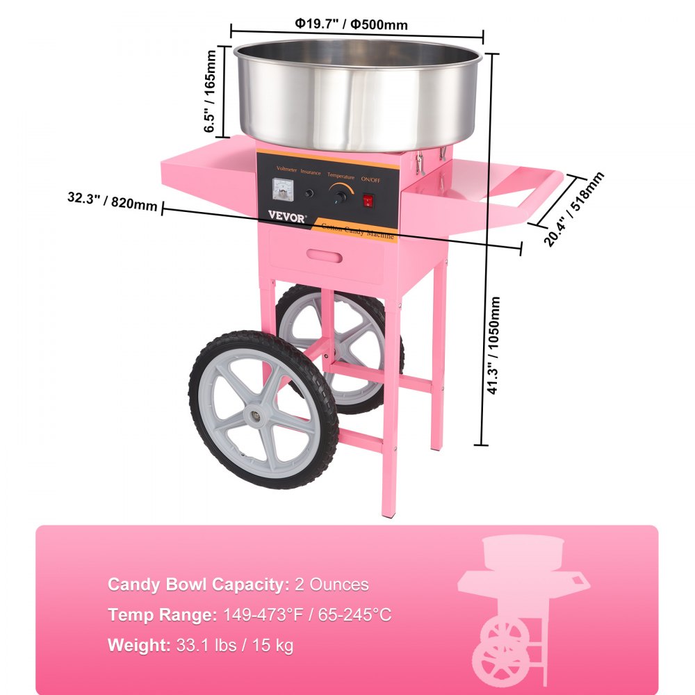 MHTJJPHC01 - 1000W VEVOR Cotton Candy Machine for Festivals & Concessions
