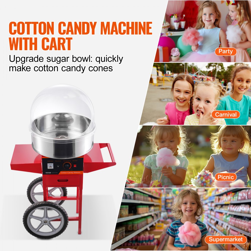 MHTJJPHC01 - High-Yield Electric Cotton Candy Machine with Stainless Steel Bowl