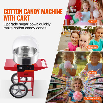 MHTJJPHC01 - High-Yield Electric Cotton Candy Machine with Stainless Steel Bowl