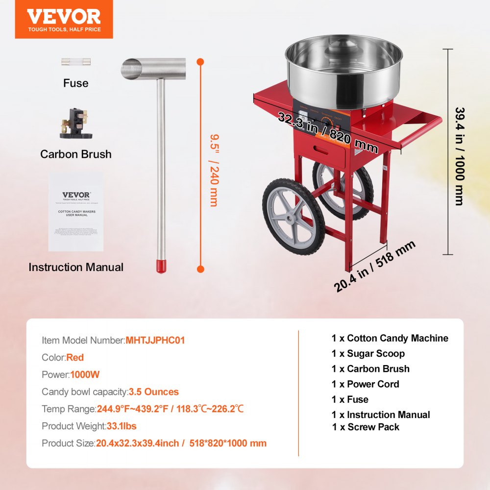 MHTJJPHC01 - High Efficiency Electric Cotton Candy Machine for Events