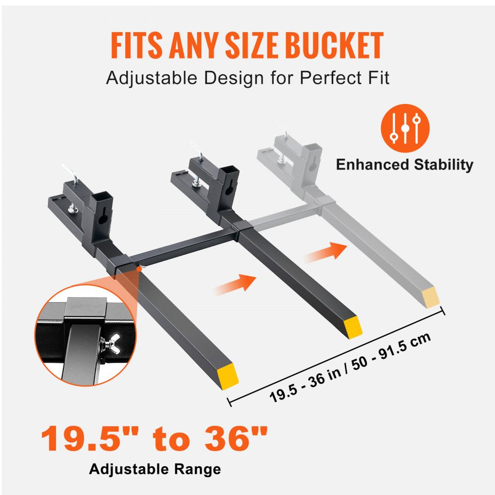 HC43-2000T - Heavy-Duty Clamp-On Pallet Forks with 2000 lbs Capacity