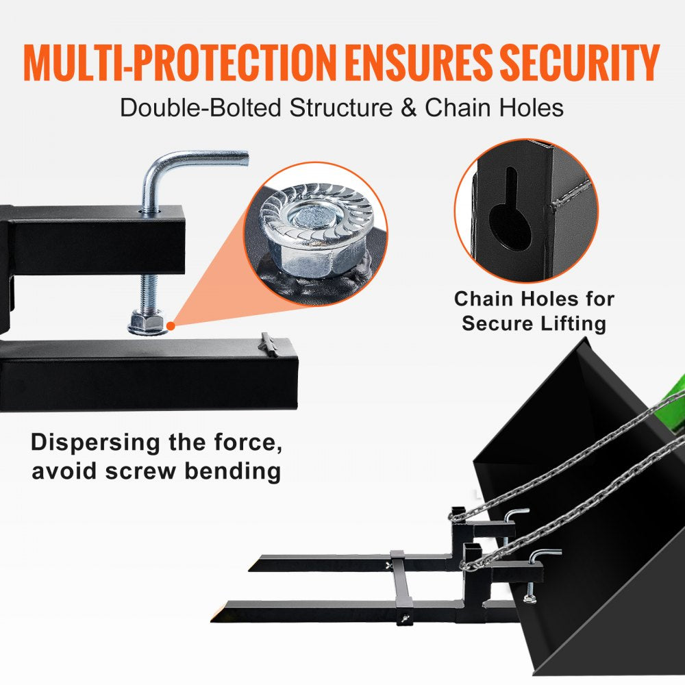HC43-2000T - Heavy-Duty Clamp-On Pallet Forks with 2000 lbs Capacity