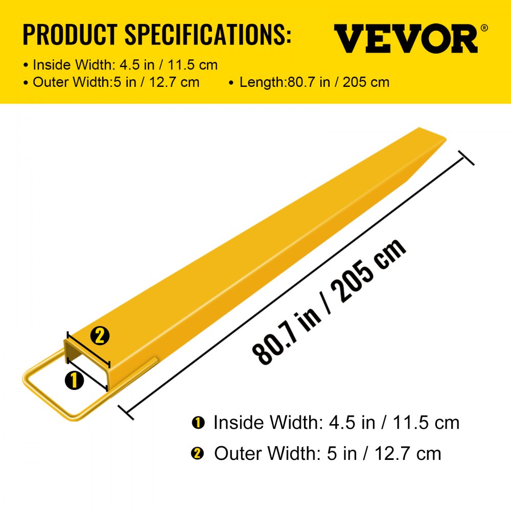 84 x 4.5" Fork Extension - Heavy Duty Alloy Steel Pallet Fork Extensions