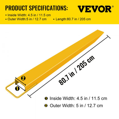 84 x 4.5" Fork Extension - Heavy Duty Alloy Steel Pallet Fork Extensions