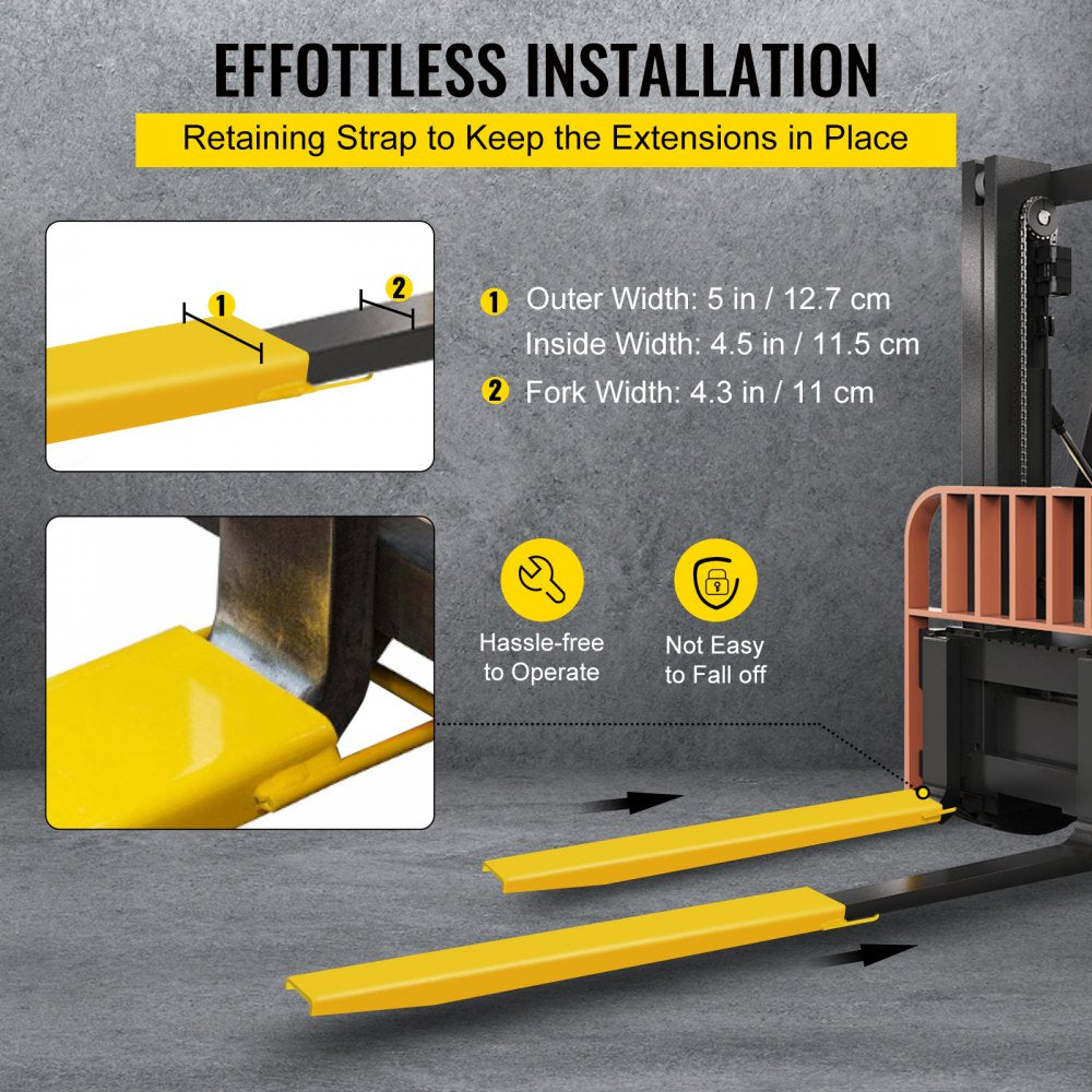 96 × 5" Fork Extension - 96" Alloy Steel Pallet Forks with Rust Resistance