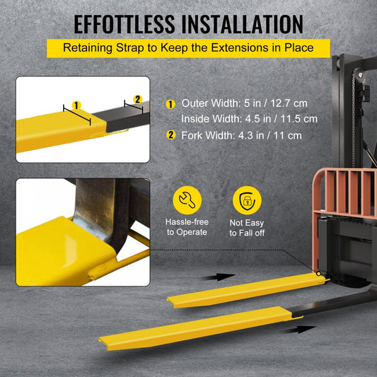 96 × 5" Fork Extension - 96" Alloy Steel Pallet Forks with Rust Resistance