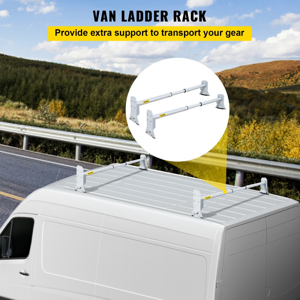 SYZ-00101 - Adjustable Steel Ladder Rack for Vans, 46.5"-68.1" Length