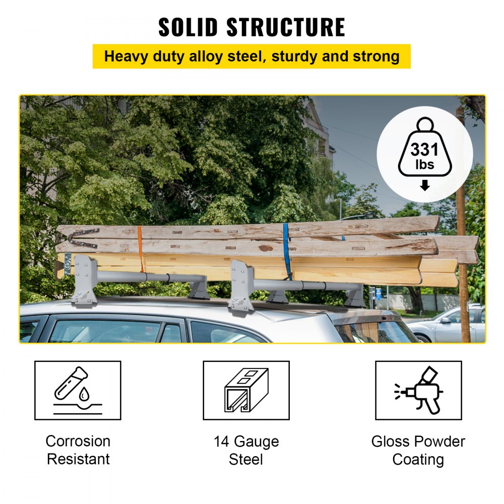 SYZ-00101 - Adjustable Steel Ladder Rack for Vans, 46.5"-68.1" Length
