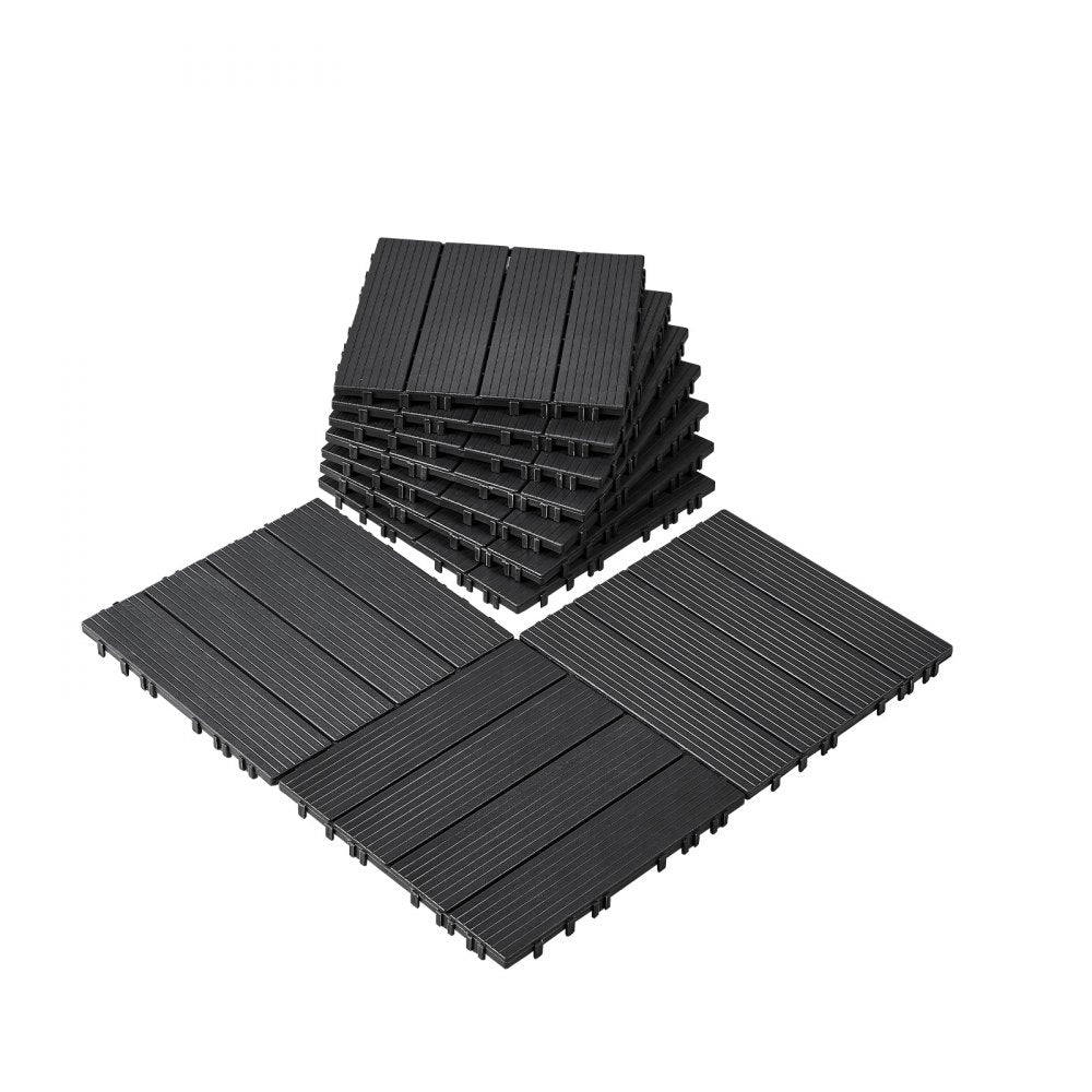 ALSL300-300-10(SH) - Waterproof 12" Dark Grey Interlocking Patio Floor Tiles