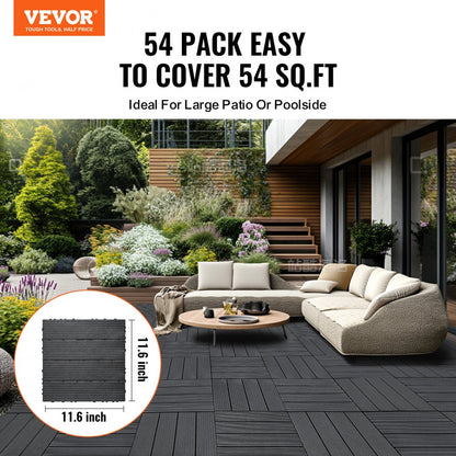 ALSL300-300-54(SH) - Waterproof 11.6" Dark Grey Interlocking Deck Tiles, 54 Pack