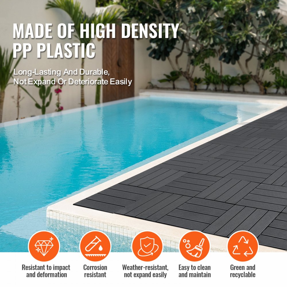 ALSL300-300-54(SH) - Waterproof 11.6" Dark Grey Interlocking Deck Tiles, 54 Pack