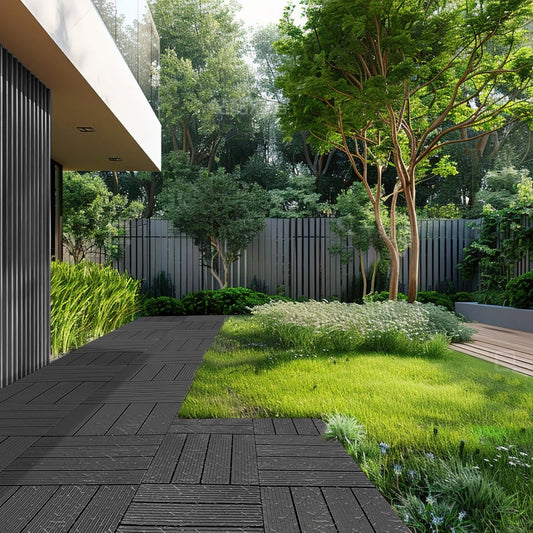 ALSL300-300-54(SH) - Waterproof 11.6" Dark Grey Interlocking Deck Tiles, 54 Pack