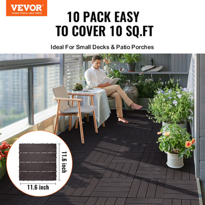 ALSL300-300-10(sz) - Dark Brown Waterproof Interlocking Deck Tiles, Easy Installation