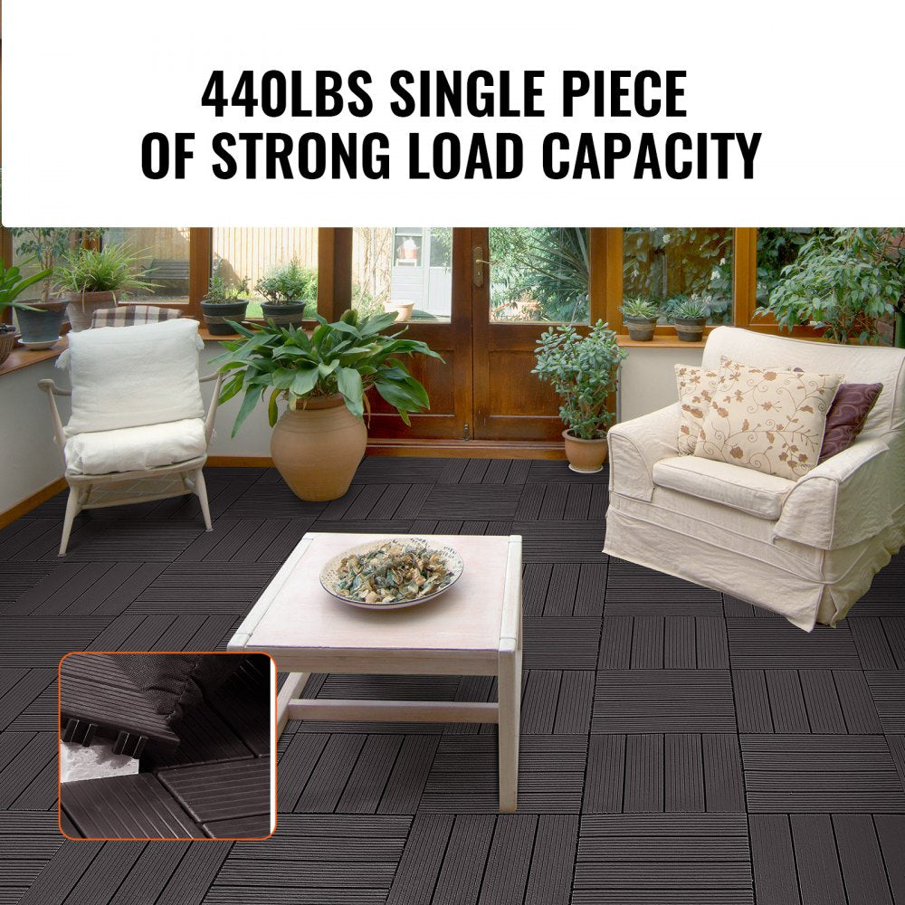 ALSL300-300-10(sz) - Dark Brown Waterproof Interlocking Deck Tiles, Easy Installation