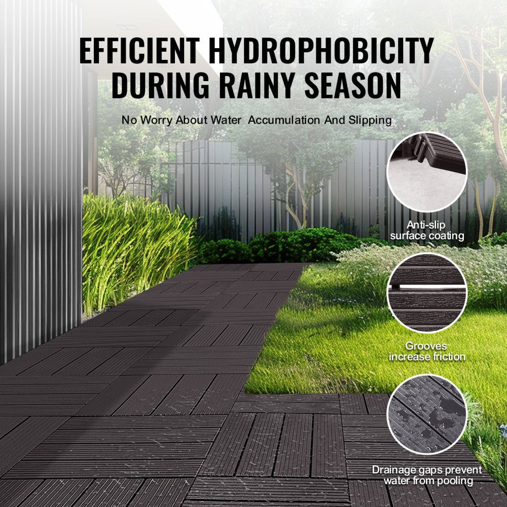 ALSL300-300-10(sz) - Dark Brown Waterproof Interlocking Deck Tiles, Easy Installation