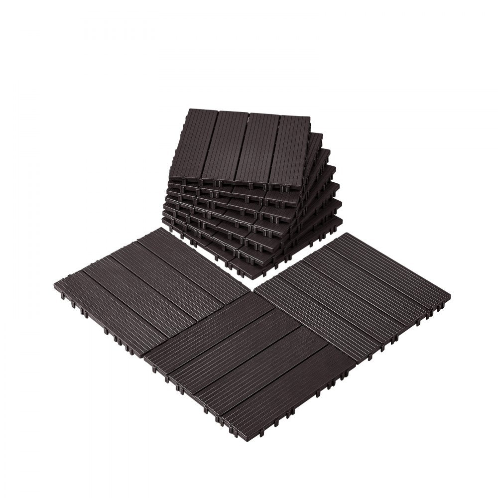 ALSL300-300-10(sz) - Dark Brown Waterproof Interlocking Deck Tiles, Easy Installation