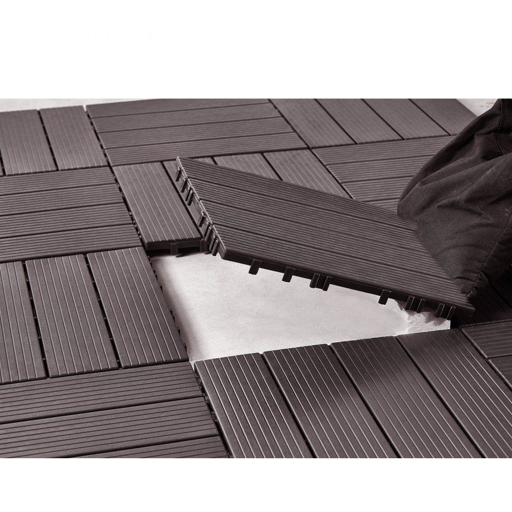 ALSL300-300-10(sz) - Dark Brown Waterproof Interlocking Deck Tiles, Easy Installation