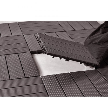 ALSL300-300-10(sz) - Dark Brown Waterproof Interlocking Deck Tiles, Easy Installation