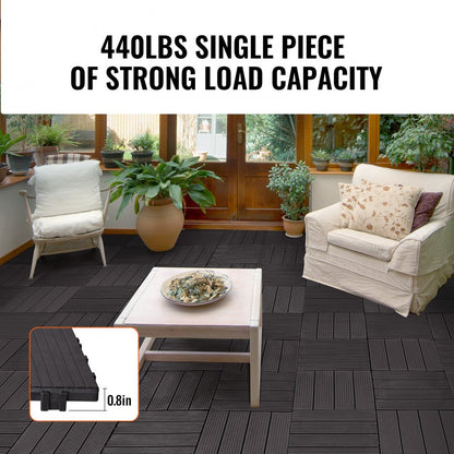 ALSL300-300-36(sz) - 12"x12" Waterproof Interlocking Deck Tiles - Dark Brown 36 Pack