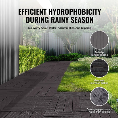 ALSL300-300-36(sz) - 12"x12" Waterproof Interlocking Deck Tiles - Dark Brown 36 Pack