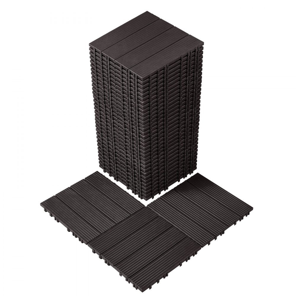 ALSL300-300-36(sz) - 12"x12" Waterproof Interlocking Deck Tiles - Dark Brown 36 Pack