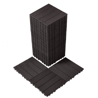 ALSL300-300-36(sz) - 12"x12" Waterproof Interlocking Deck Tiles - Dark Brown 36 Pack