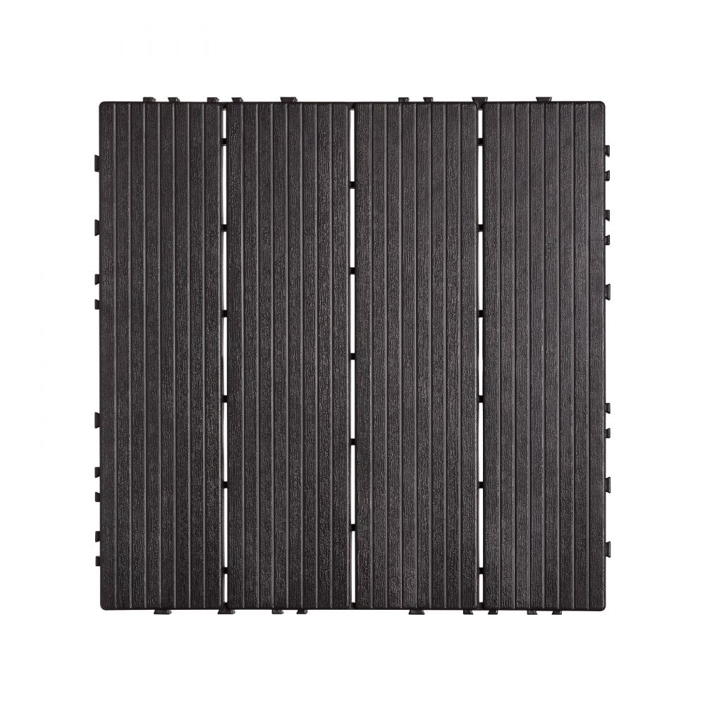 ALSL300-300-36(sz) - 12"x12" Waterproof Interlocking Deck Tiles - Dark Brown 36 Pack