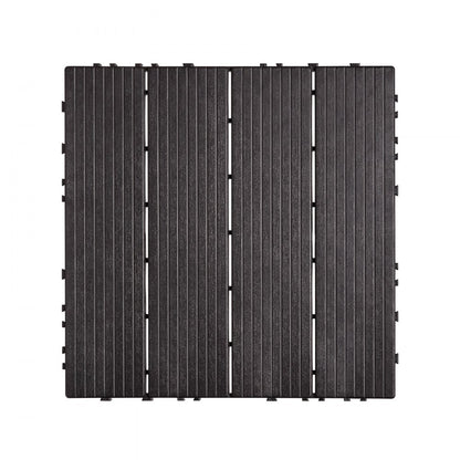 ALSL300-300-36(sz) - 12"x12" Waterproof Interlocking Deck Tiles - Dark Brown 36 Pack