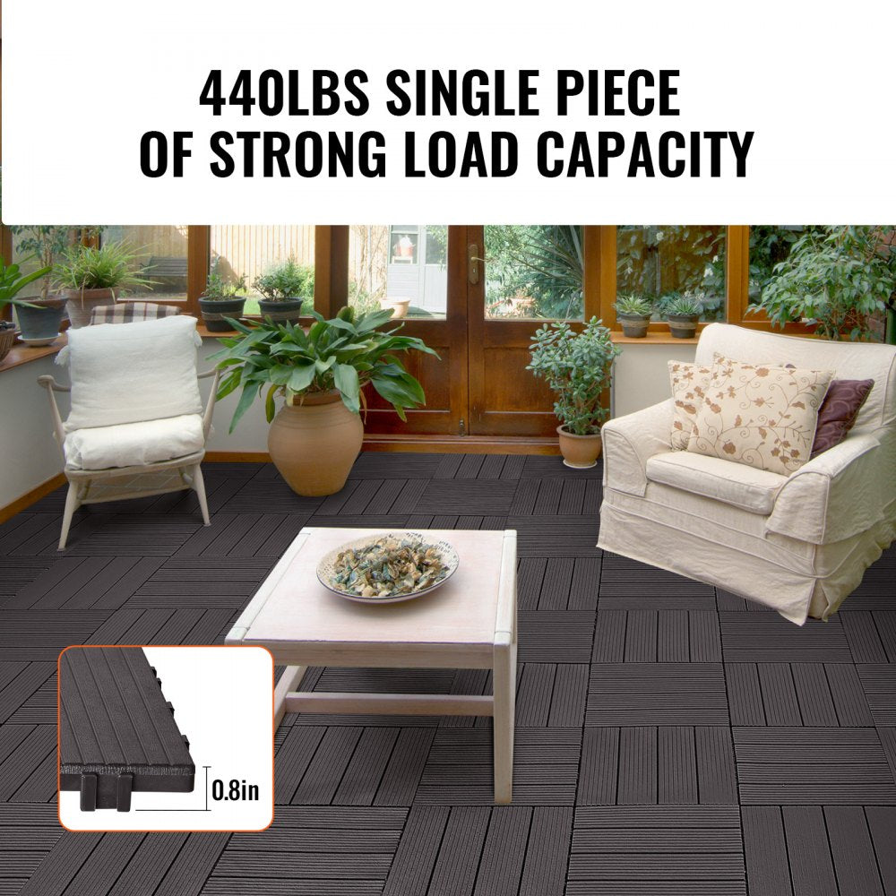 ALSL300-300-54(sz) - 11.6" Waterproof Interlocking Deck Tiles in Dark Brown