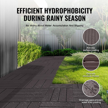 ALSL300-300-54(sz) - 11.6" Waterproof Interlocking Deck Tiles in Dark Brown