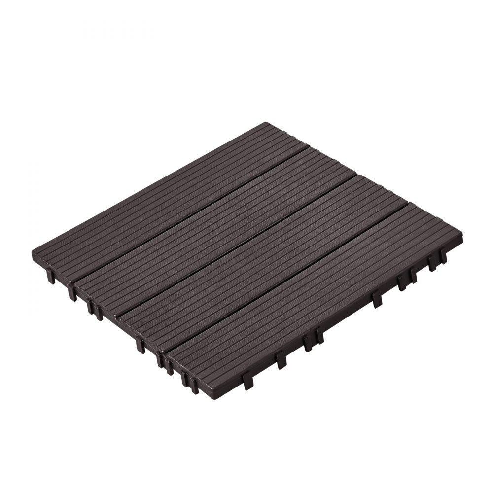 ALSL300-300-54(sz) - 11.6" Waterproof Interlocking Deck Tiles in Dark Brown