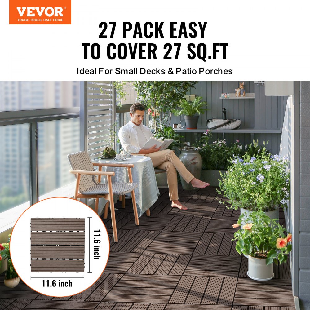 ALSM300-300-27(SZ) - 27 Tile Interlocking Outdoor Flooring, 11.6" x 11.6"