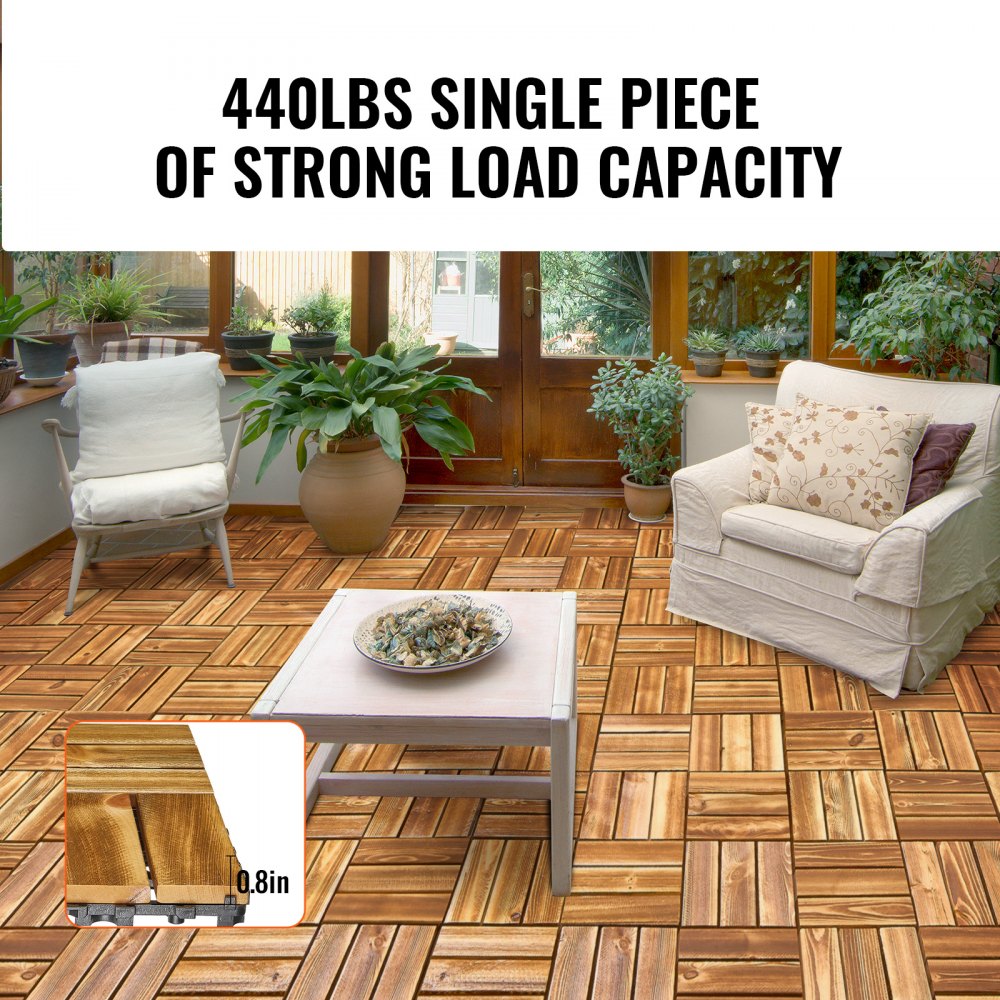 ALZM300-300-10 - Waterproof Interlocking Wood Tiles 11.6" x 11.6" for Versatile Flooring