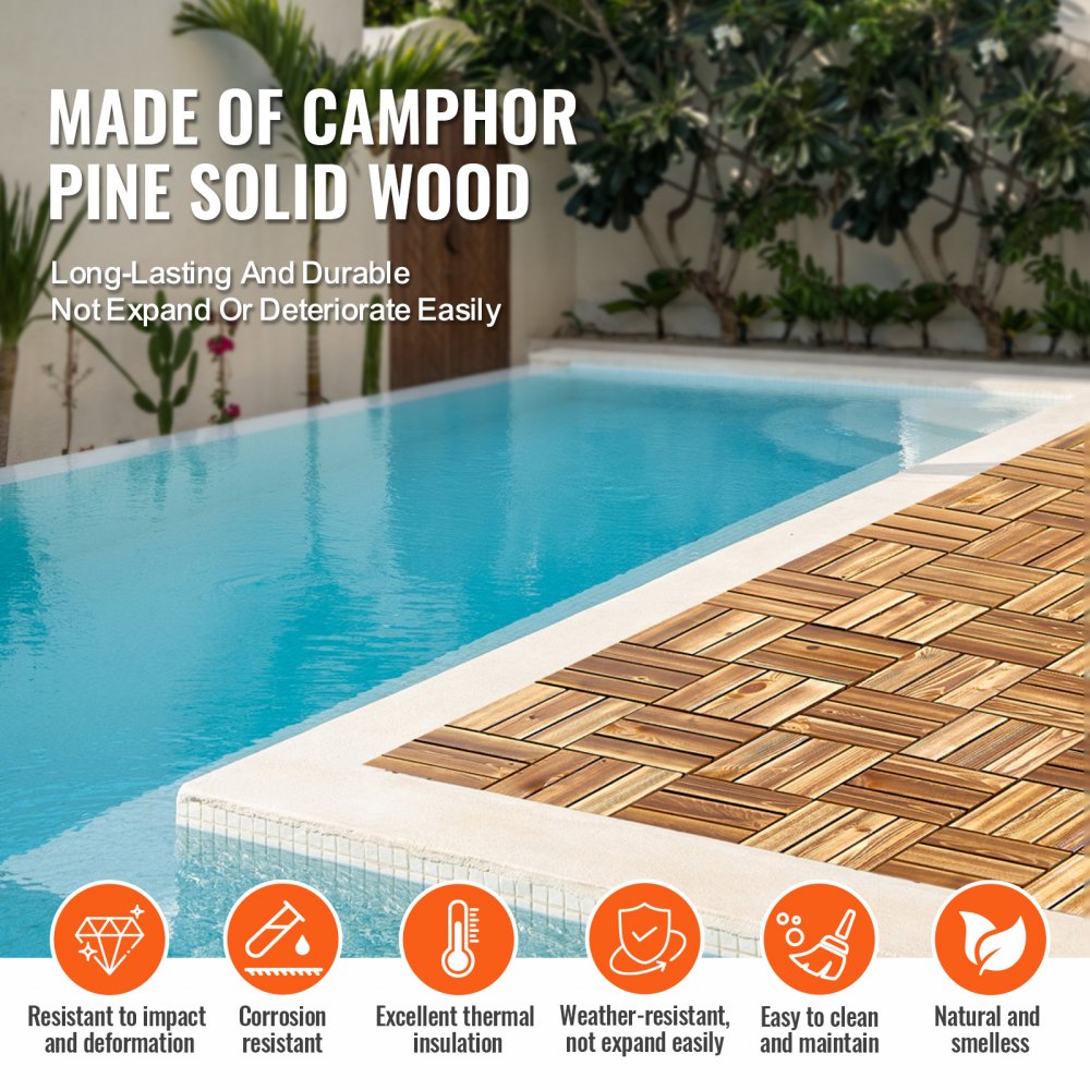 ALZM300-300-10 - Waterproof Interlocking Wood Tiles 11.6" x 11.6" for Versatile Flooring